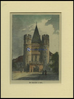 BASEL: Das Spahlentor, Kolorierter Holzstich Um 1880 - Litografía