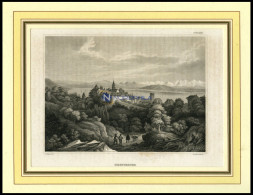 NEUCHATEL, Gesamtansicht, Stahlstich Von B.I. Um 1840 - Litografía