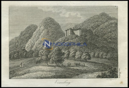 EISENBERG, Zu Bilin/Kgr. Böhmen: Bergschloß Mit Garten Und Wanderern, Kupferstich Von J. J. Wagner Von 1820 - Lithographies