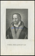 Phil. Melanchton, Stahlstich Von B.I. Um 1840 - Lithographien