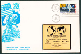 1969 USA FDC NASA First Man In The Moon- Landing Apollo 11 - With Special Golden Replica Left On The Moon. Limited - 1961-1970