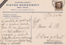 MODICA - RAGUSA - CARTOLINA COMMERCIALE "CAPPELLERIA PIETRO BORROMETI" - ESCLUSIVA BORSALINO - MODE - 1936 - Ragusa