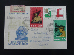 Karl Marx Albert Schweitzer Lettre Recommandée Registered Cover Einschreiben Brief Strehla DDR 1965 Ref 407 - Karl Marx