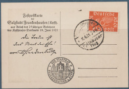 FESTPOSTKARTE FRANKENHAUSEN KYFFHÄUSER-FLUG 1921 Deutsche Luftpost - Bad Frankenhausen