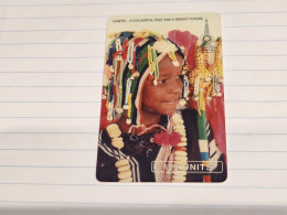 GAMBIA-(GAM-010C)-Young Girl In Colourful Dress-Old Schlumberger-(11)(125units)-(00421550)-used Card+1card Prepiad Free - Gambia