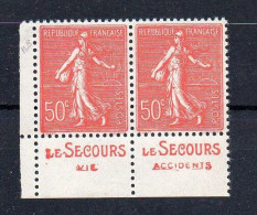 !!! 50 C SEMEUSE LIGNEE TI : PAIRE AVEC BANDES PUBS SECOURS NEUVE ** - Unused Stamps