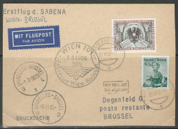 Carte - Eerste Vlucht/ Erstflug/ Premier Vol - Brussel-Wien Par SABENA 1/09/1956. - Otros & Sin Clasificación