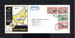 K188-NORTH BORNEO-AIRMAIL FIRST DAY COVER JESSELTON To LONDON (england).1956.BRITISH Colonies.envelope Aerien.FDC.BRIEF - Noord Borneo (...-1963)