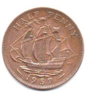 1959 - Gran Bretagna Half Penny      ------- - J. 1 Florin / 2 Shillings