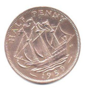 1959 - Gran Bretagna Half Penny      ------- - J. 1 Florin / 2 Schillings