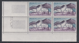 France N° 1311 XX : Sites : Saint -Paul-de-Vence En Bloc De 4 Coin Daté Du 23 . 8 . 61 : 2 Traits, Sans Charnière TB - 1960-1969