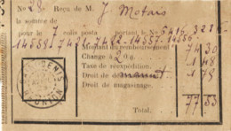 Rare - Colonie De La REUNION - Taxes Et Droits Divers Pour La Délivrance De 7 Colis  - 1923 - Chèques & Chèques De Voyage