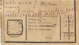 Rare - Colonie De La REUNION - Taxes Et Droits Divers Pour La Délivrance De 7 Colis  - 1923 - Cheques & Traveler's Cheques