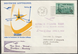 BRD Flugpost /Erstflug  Superconstellation New York - Brüssel 5.4.1958 Ankunftstempel 8.4.1958 (FP 233) - Premiers Vols