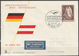 BRD Flugpost /Erstflug Convair CV-440 Wien - Hamburg 28.4.1957 Ankunftstempel 28.4.57 (FP 236) - Premiers Vols