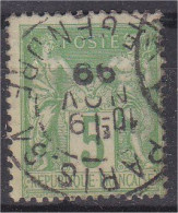 Type Sage - 5 C. - Vert-jaune - OBLITERE - (1898) - Y & T N° 102 - 1898-1900 Sage (Type III)