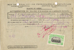 52453. Documento Ferrocarril Expedicion LERIDA  1945. Lineal Ferrocarril, Carteria, Sello Colegio Huerfanos - Wohlfahrtsmarken