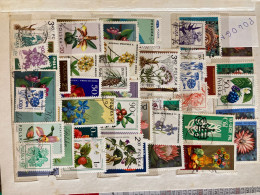 50 Timbres Oblitérés Thème Fleurs Années 59 à 90 Voir Scan - Verzamelingen