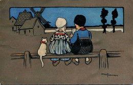 12698  - Illustrateur -  Ethel PARKINSON :  DEUX ENFANTS ET LEURS CHATS  Signée...circulée En 1913 - Parkinson, Ethel