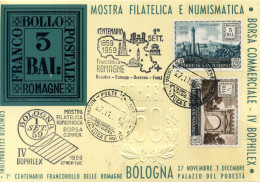 1959 SAN MARINO Cartolina Mostra Filatelica E Numismatica, Centenario Dei Francobolli Delle Romagne - Storia Postale