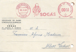 Portugal , 1963 , SOGÁS  GASES E PRODUTOS QUÍMICOS , Gases And Quemicals ,   Commercial Postcard , Advertising Postmark - Portogallo