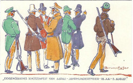 Eidg. Schützenfest Aarau 1924 Offizielle Postkarte Litho Brunnhofer - Aarau