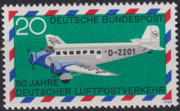 1969 Deutschland > BRD, ** Mi:DE 576, Sn:DE 993, Yt:DE PA1, "Junkers Ju 52" - Postzegels