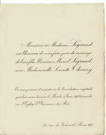 Faire Part Mariage : Louisette Thoury à Marcel Legrand , église à Saint Germain Des Prés . - Wedding
