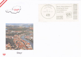 STEYR TOWN PANORAMA, POSTAGE PAID SPECIAL COVER, 2014, AUSTRIA - Storia Postale