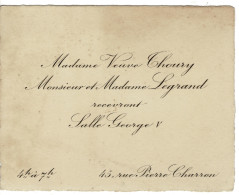 Faire Part Mariage : Veuve Thoury Et Mr Legrand Recevront Salle Georges 5 45 Rue PierreCharron à Paris . - Hochzeit