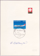 Schweiz Suisse 1972: PRO AERO Zu F47 Mi 968 Yv PA47 Original-Autogramm Des Entwerfers "B.WALTENSPÜL" ET-o BASEL 17.2.72 - Autres & Non Classés