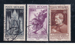 1936 Vatican Vaticano STAMPA CATTOLICA  CATHOLIC PRESS 3 Valori: 10 Cent, 50 Cent, 80 Cent Usati Used - Oblitérés