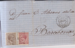 Año 1878 Edifil 192-188 Alfonso XII  Carta  Matasellos Figueras Gerona Juan Pastells - Lettres & Documents