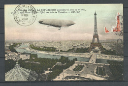 Zeppeline Luftschiff Zeppelin Dirigeable Militaire La Republique Descendant La Cours De La Seine, Used, Sent To Sweden - Dirigeables