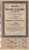 - Obligation De 1930 - Grandes Brasseries Et Malteries Alsaciennes D'Angoulême - - Industrie