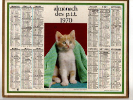 Calendrier Almanach Des P.T.T. 1970 Du Nord - Photo D'un Chat Frileux - Format : 26.5x21 Cm - Big : 1961-70