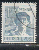 GERMANY GERMANIA ALLEMAGNE 1947 ALLIED OCCUPATION LABORER 12pf  USATO USED OBLITERE' - Usati