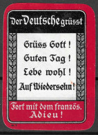 1914 DEUTSCHLAND WW1 GERMANY Propaganda Reklamemarke VIGNETTE Der Deutsche Grüsst..... Fort Mit Dem Französ Adieu - WO1