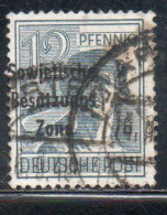 GERMANY GERMANIA ALLEMAGNE 1947 ALLIED OCCUPATION LABORER 12pf  USATO USED OBLITERE' - Usados
