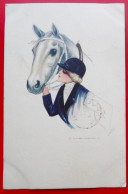 Cpa Illustrateur NANNI Femme Chapeau Cheval - Nanni