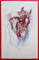 Cpa Illustrateur NANNI Femme Chapeau Cheval - Nanni