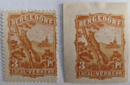 Deux Timbres De La Poste Privée De La Ville Allemande De Bergedorf (1887) : écureuil Dans Un Arbre - Other & Unclassified