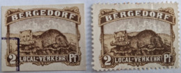 Deux Timbres De La Poste Privée De La Ville Allemande De Bergedorf (1887) : Loutre Avec Un Poisson - Other & Unclassified