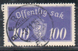 NORWAY NORGE NORVEGIA NORVEGE 1933 1937 OFFICIAL STAMPS SERVIZIO SERVICE COAT OF ARMS STEMMA 100o USATO USED OBLITERE' - Officials