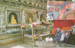 The Veneration Of The Vajranna, The Diamond Seat At Bodh Gaya, Used Postcard With Matching Stamp 2011 - Buddhismus