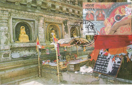 The Veneration Of The Vajranna, The Diamond Seat At Bodh Gaya, Used Postcard With Matching Stamp 2011 - Buddismo