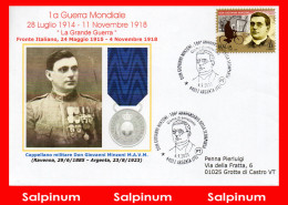 ANNULLO GRANDE GUERRA MINZONI DON GIOVANNI  M.A.V.M. 100° SCOMPARSA F.D.C. - 2021-...: Storia Postale