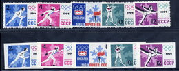 SOVIET UNION 1964 Winter Olympics Perforated And Imperforate Sets MNH / **.  Michel 2866-70A-B - Nuevos