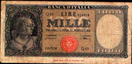 49438) 1000 LIRE ITALIA ORNATA DI PERLE MEDUSA 20/03/1947 BB+ - 1000 Lire