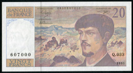 20 Francs Debussy à Fil De Sécurité,  1991, Alphabet Q. 033 - 20 F 1980-1997 ''Debussy''